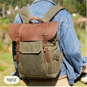 Vintage style leather and canvas  Camera Backpack